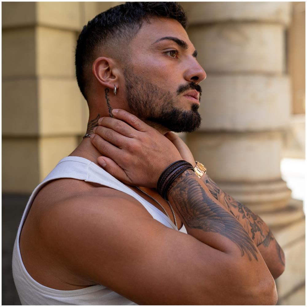 Bracciale in Pelle da Uomo, ""Wild"", 23cm, Marrone - Foto 2