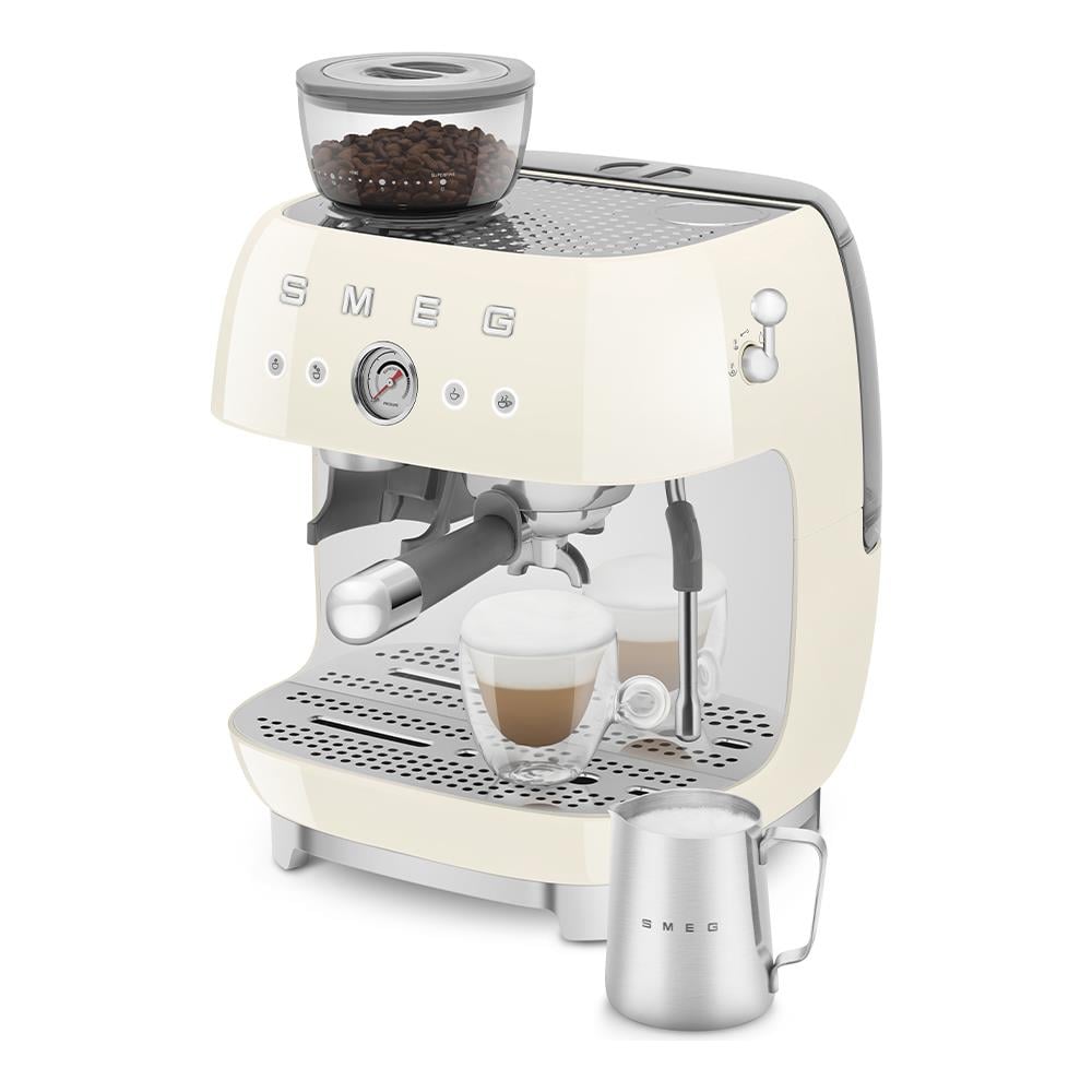 Macchina da Caffè Espresso Manuale con macinacaffè integrato 50's Style - Panna LUCIDO - EGF03CREU - Foto 2