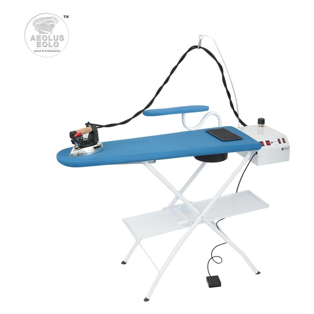 EOLO Asse da Stiro Professionale AS08 V6 Piano Riscaldato Aspirante 112x42 cm Stabile Richiudibile Caldaia a Risparmio Energetico Ferro Professionale Altezza Regolabile - Foto 1