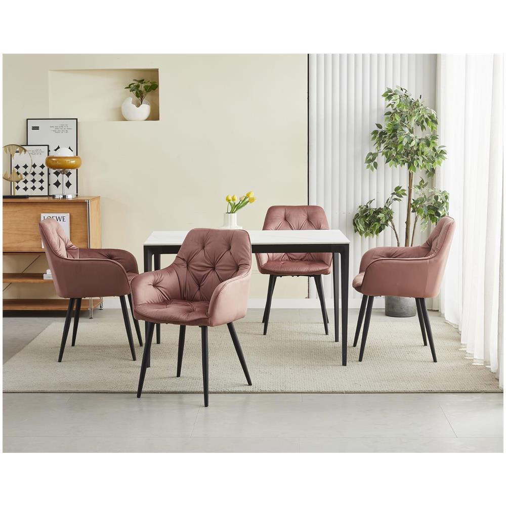 Sedia LUKK - Elegante velluto rosa per soggiorno, cucina, sala da pranzo - Foto 8