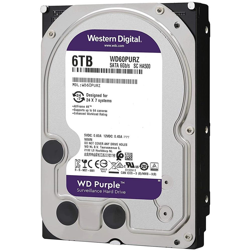 Hard Disk per Sistemi di Videosorveglianza WD Purple 6 TB 3.5" Interfaccia Sata III 6 Gb / s Buffer 64 Mb 5400 rpm - Foto 2