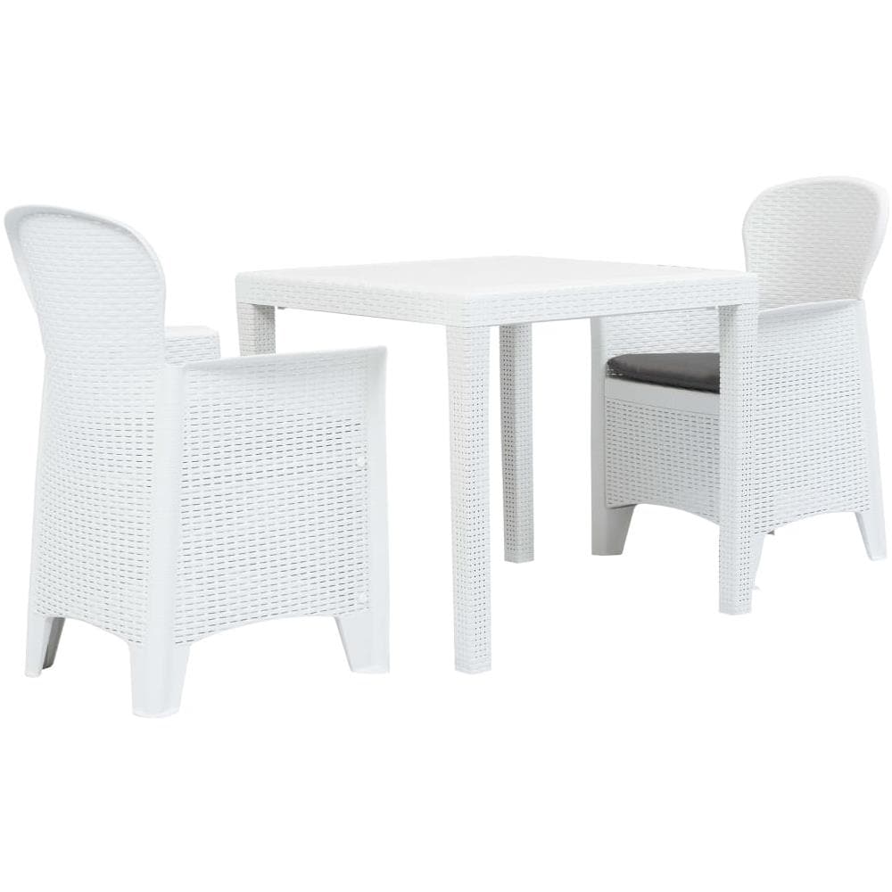 Set Da Bistrò 3 Pz In Plastica Stile Rattan Bianco - Foto 1