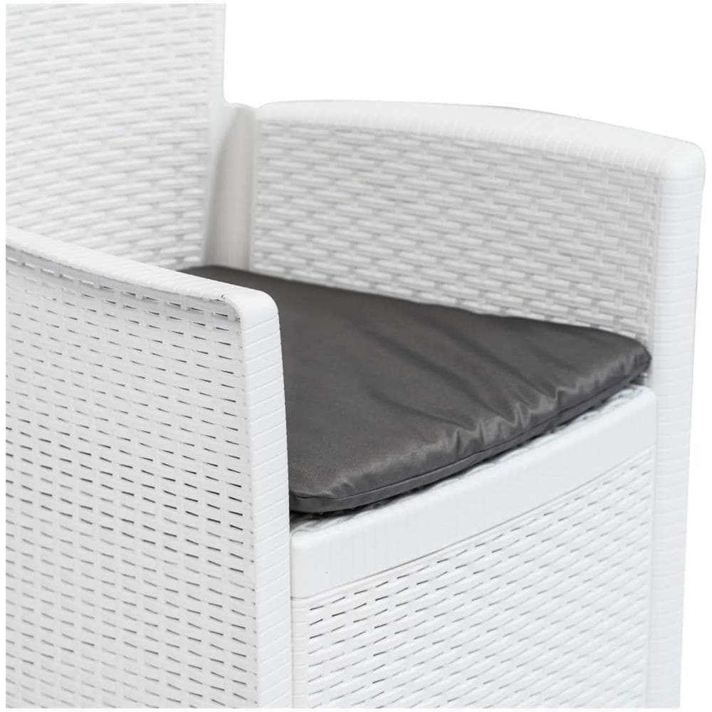 Set Da Bistrò 3 Pz In Plastica Stile Rattan Bianco - Foto 7