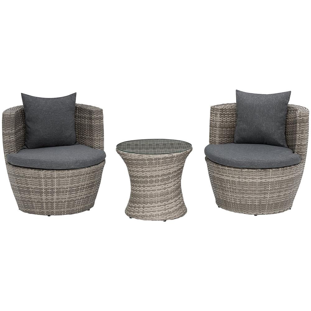 Set Da Balcone 2 Posti In Rattan Grigio Capri - Foto 1