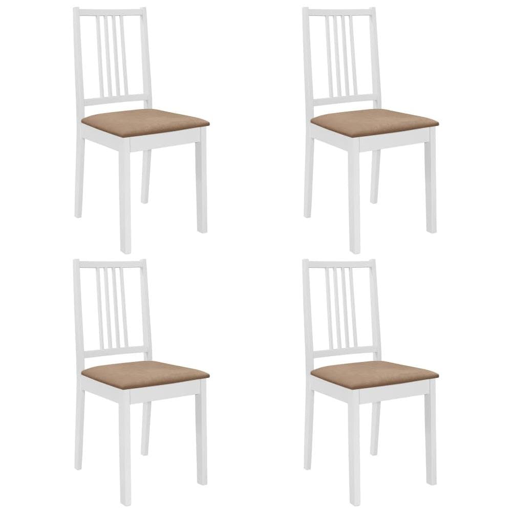 Sedie Da Pranzo Con Cuscini 4 Pz Bianche In Legno Massello - Foto 1