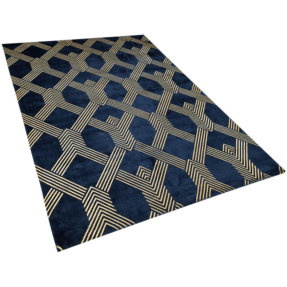 Tappeto A Pelo Corto Blu Marino / oro 140 X 200 Cm Vekse - Foto 1