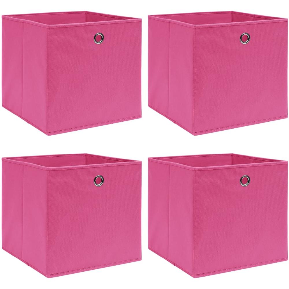 Scatole Portaoggetti con Coperchi 4pz Rosa 32x32x32 cm Tessuto - Foto 1