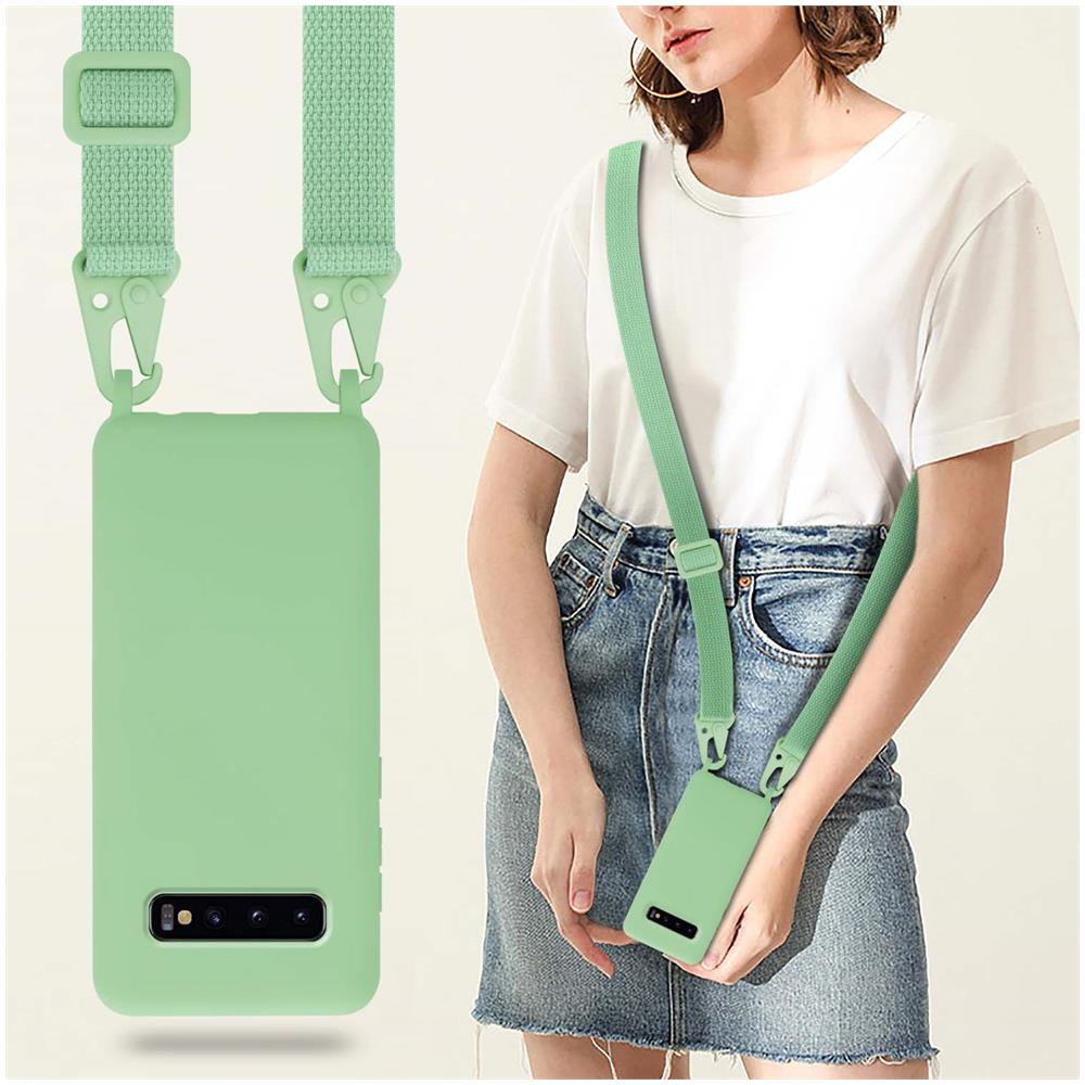 Cadorabo Catena Di Telefoni Cellulari Compatibile Con Samsung Galaxy S10 4g In Liquid Verde Chiaro - Coperchio Di Protezione In Silicone Con Cordino Regolabile In Lunghezza - Foto 7