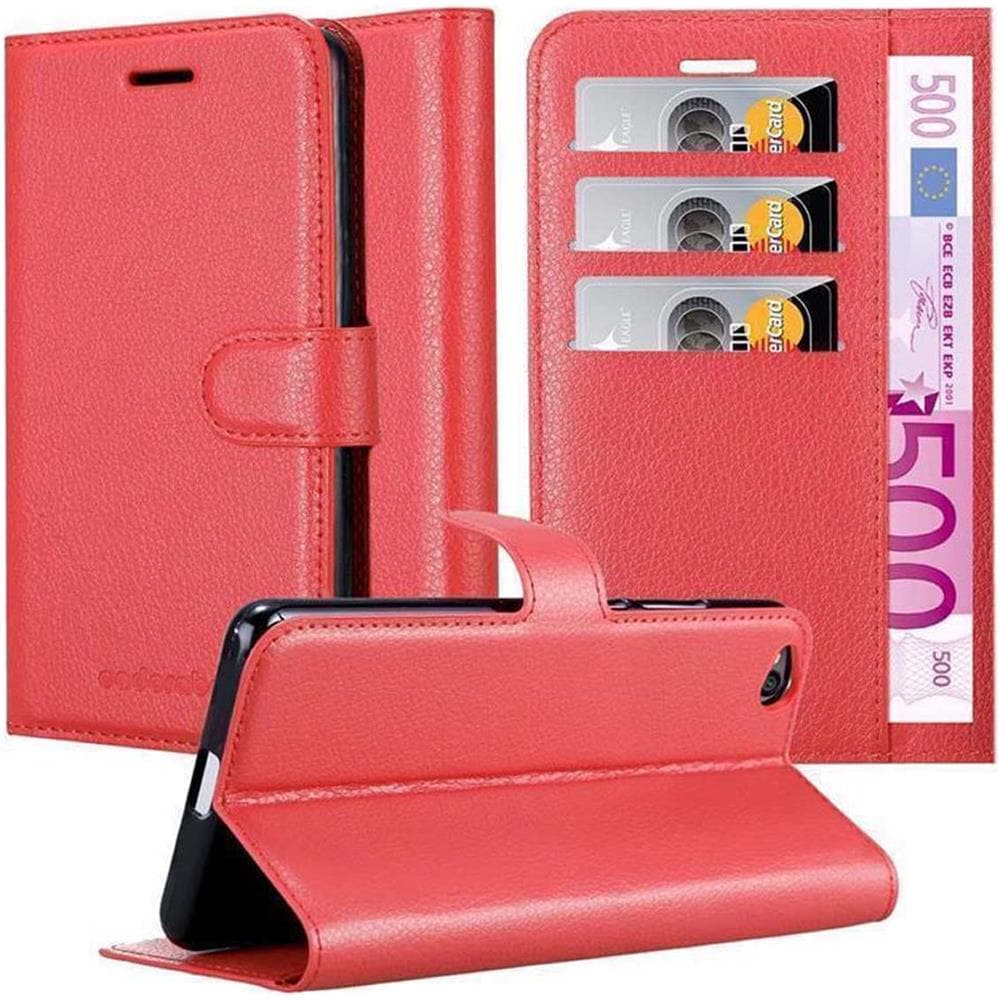 Custodia Compatibile Con Xiaomi Redmi Go In Rosso Carminio - Coperchio Protettiva Con Chiusura Magnetica, Funzione Stand E Tasca Per Le Carte - Foto 1
