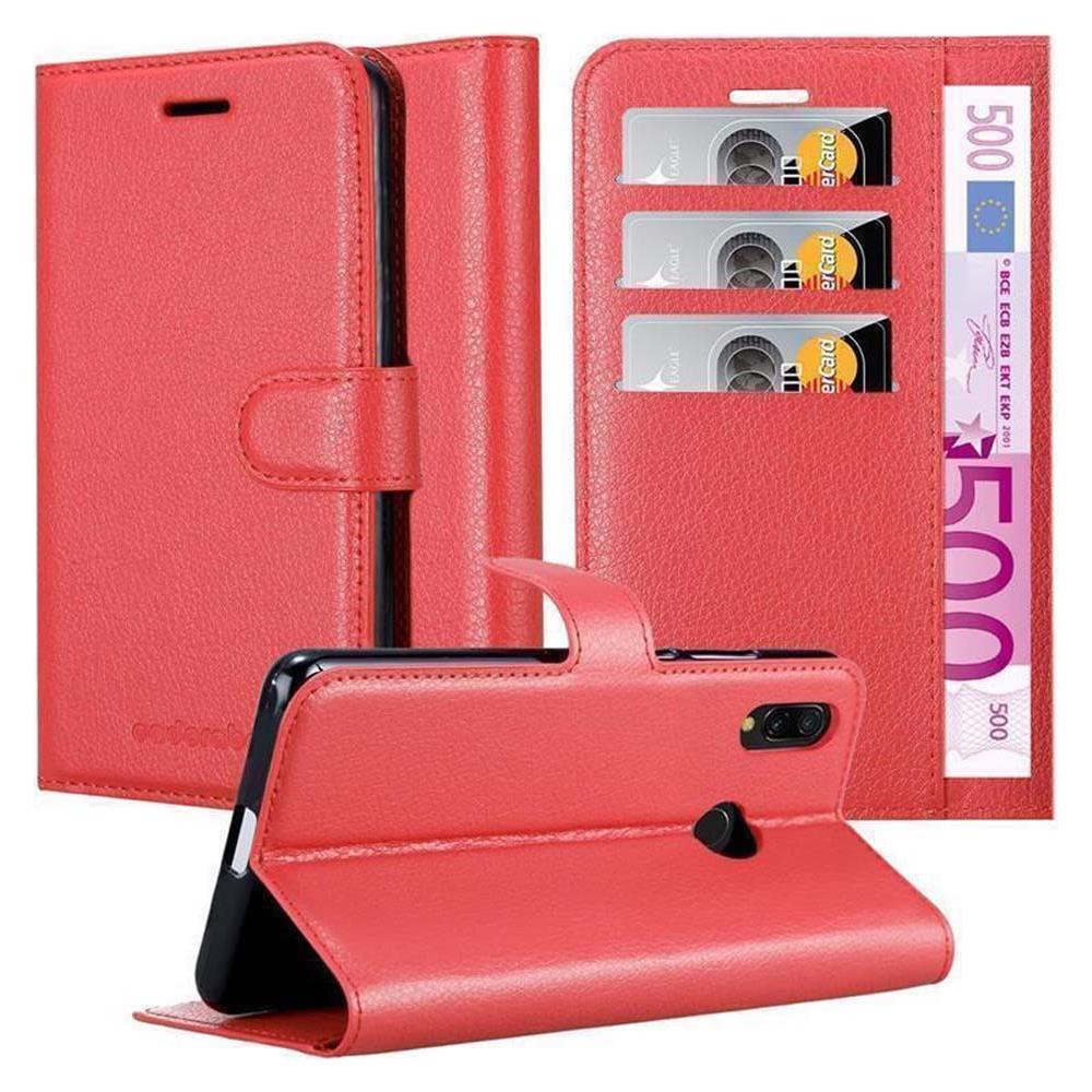 Custodia Compatibile Con Xiaomi Redmi 7 In Rosso Carminio - Coperchio Protettiva Con Chiusura Magnetica, Funzione Stand E Tasca Per Le Carte - Foto 1