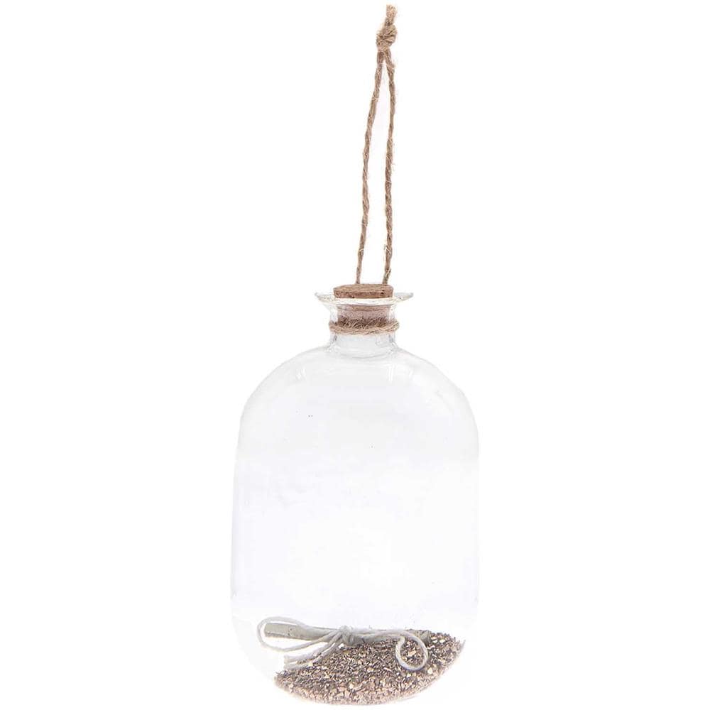 Bottiglia Di Vetro - Glitter Oro Rosa - 10 X 6,5 Cm - Da Appendere - Foto 1