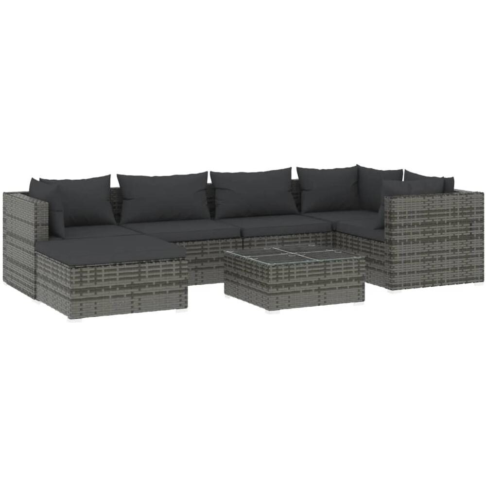 Set Divani Da Giardino 7 Pz Con Cuscini In Polyrattan Grigio - Foto 1