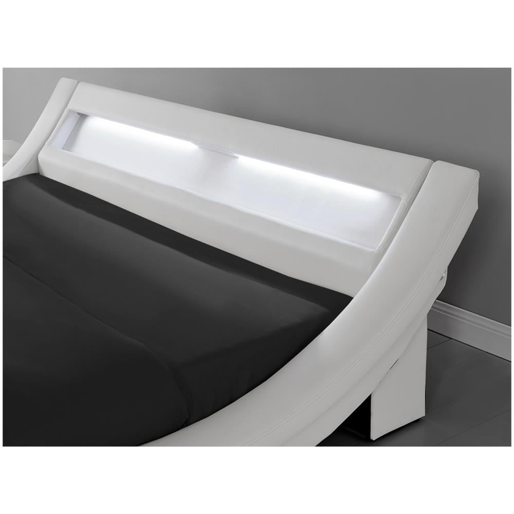 Paddington Struttura Letto In Similpelle Bianca Con Led 140x190 Cm - Foto 8