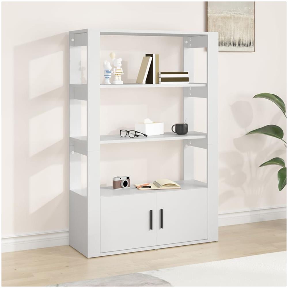 Credenza Bianca 80x30x119,5 Cm In Legno Multistrato - Foto 1