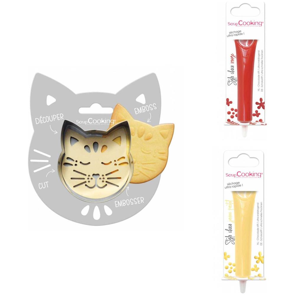 Kit Biscotti Di Soccorso Per Gatti + 2 Penne Di Cioccolato Rosso E Giallo Pastello - Foto 1