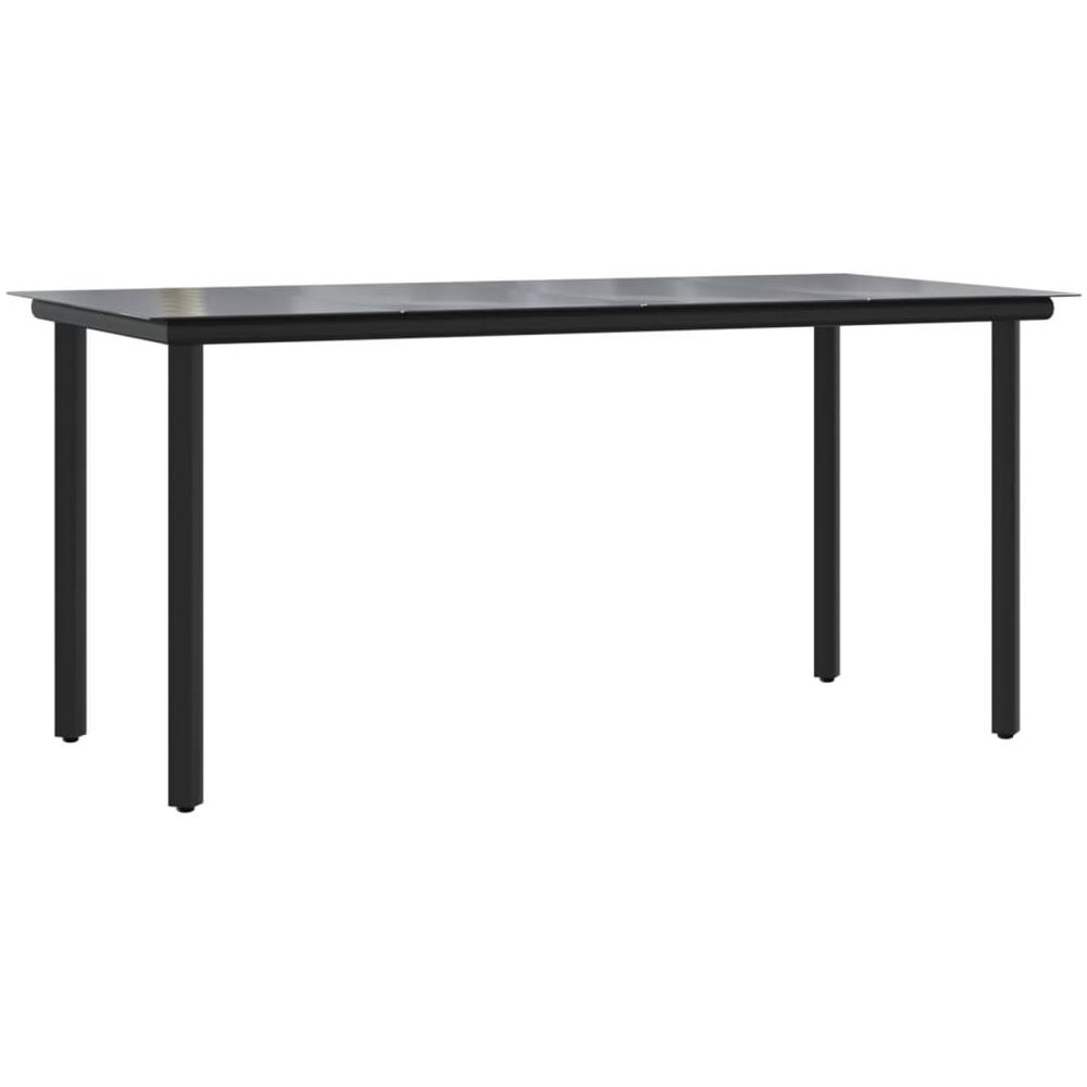 Tavolo Pranzo Giardino Nero 160x80x74 Acciaio E Vetro Temperato - Foto 2