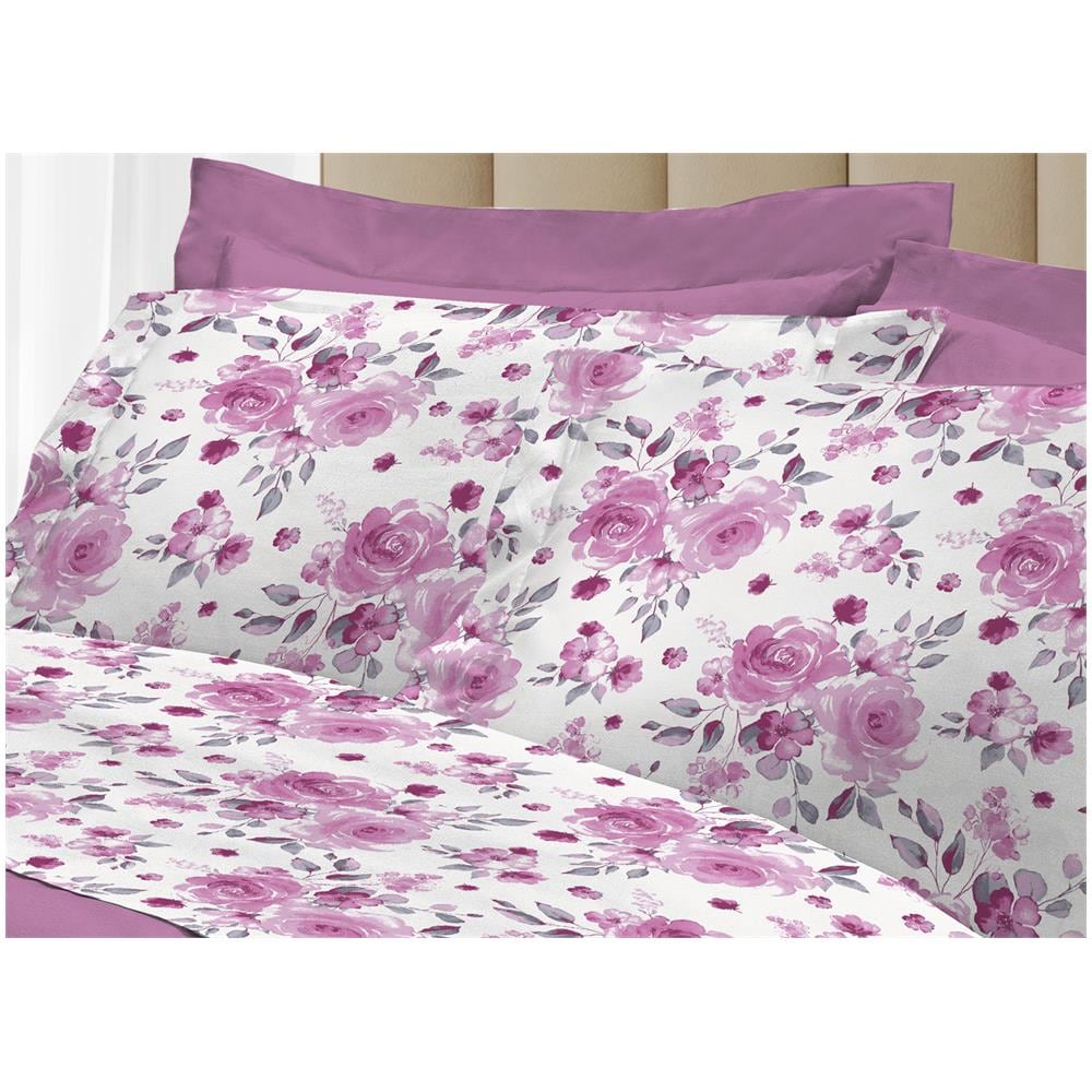Completo Lenzuola Letto 100% Cotone Italy 3027 Disegno Rosa Singolo Rosa - Foto 5