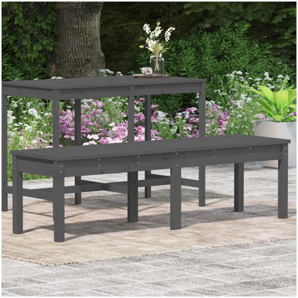 Panca Giardino 2 Posti Grigia 159,5x44x45cm Legno Massello Pino - Foto 3
