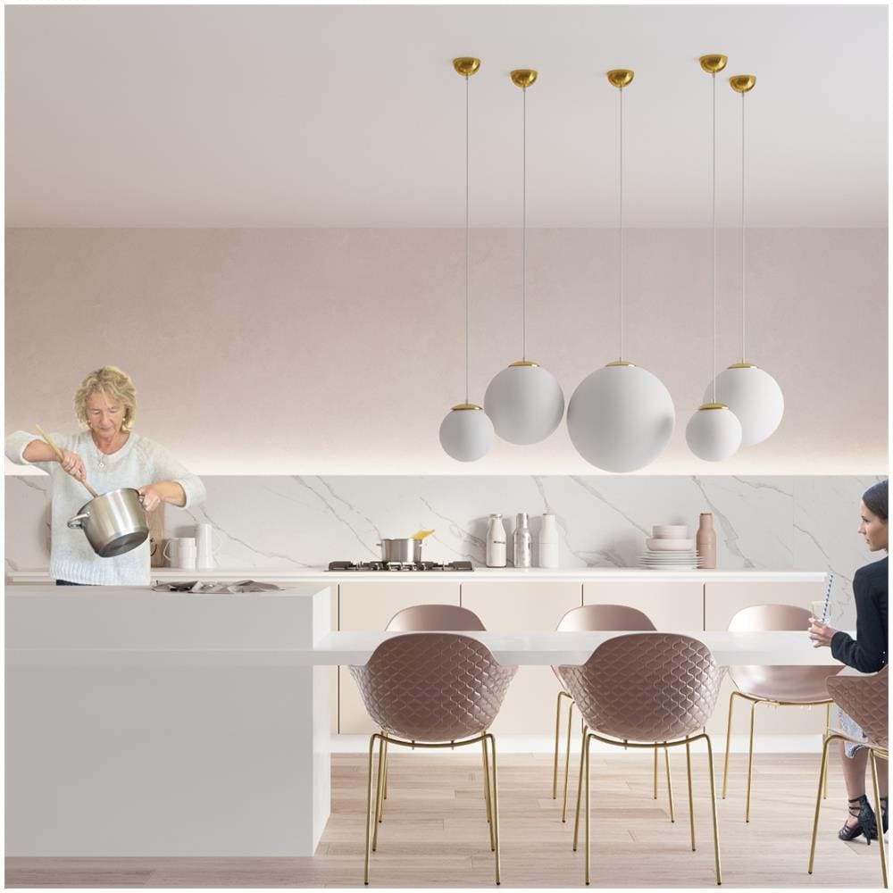 Lampada A Sospensione Ugo 40 Oro Sl. 0717 - Minimalista Lampade A Sospensione Oro Bianco 130x40x40 Cm - Foto 7