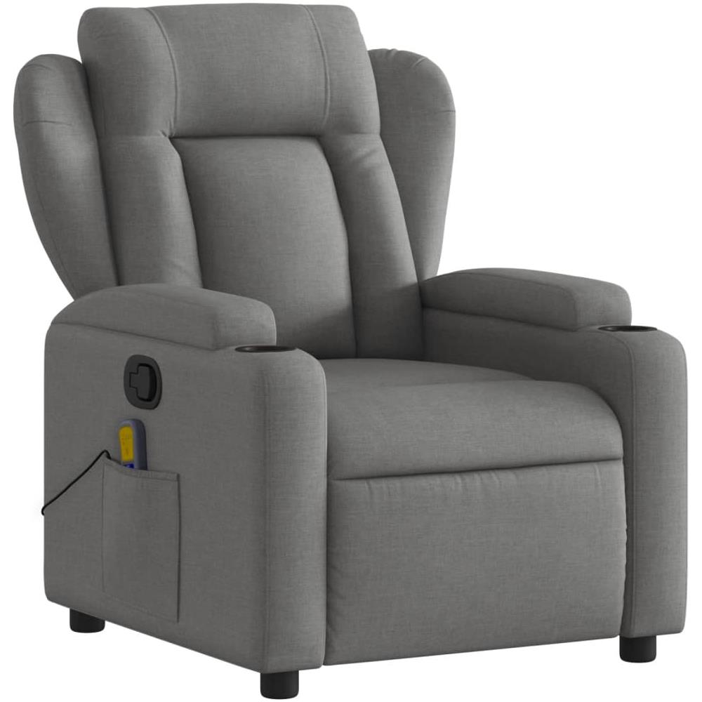 Poltrona Massaggiante Reclinabile Grigio Scuro In Tessuto - Foto 2