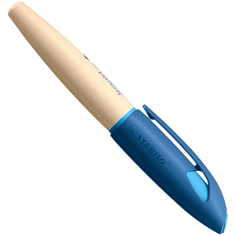 EASYbirdy Timber - Penna Stilografica Ergonomica - Blu - per Mancini - Punta Principiante - Cartuccia Blu inclusa - Foto 1