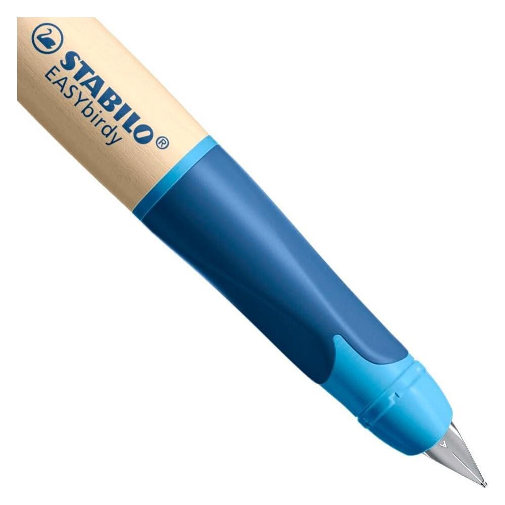 EASYbirdy Timber - Penna Stilografica Ergonomica - Blu - per Mancini - Punta Principiante - Cartuccia Blu inclusa - Foto 2