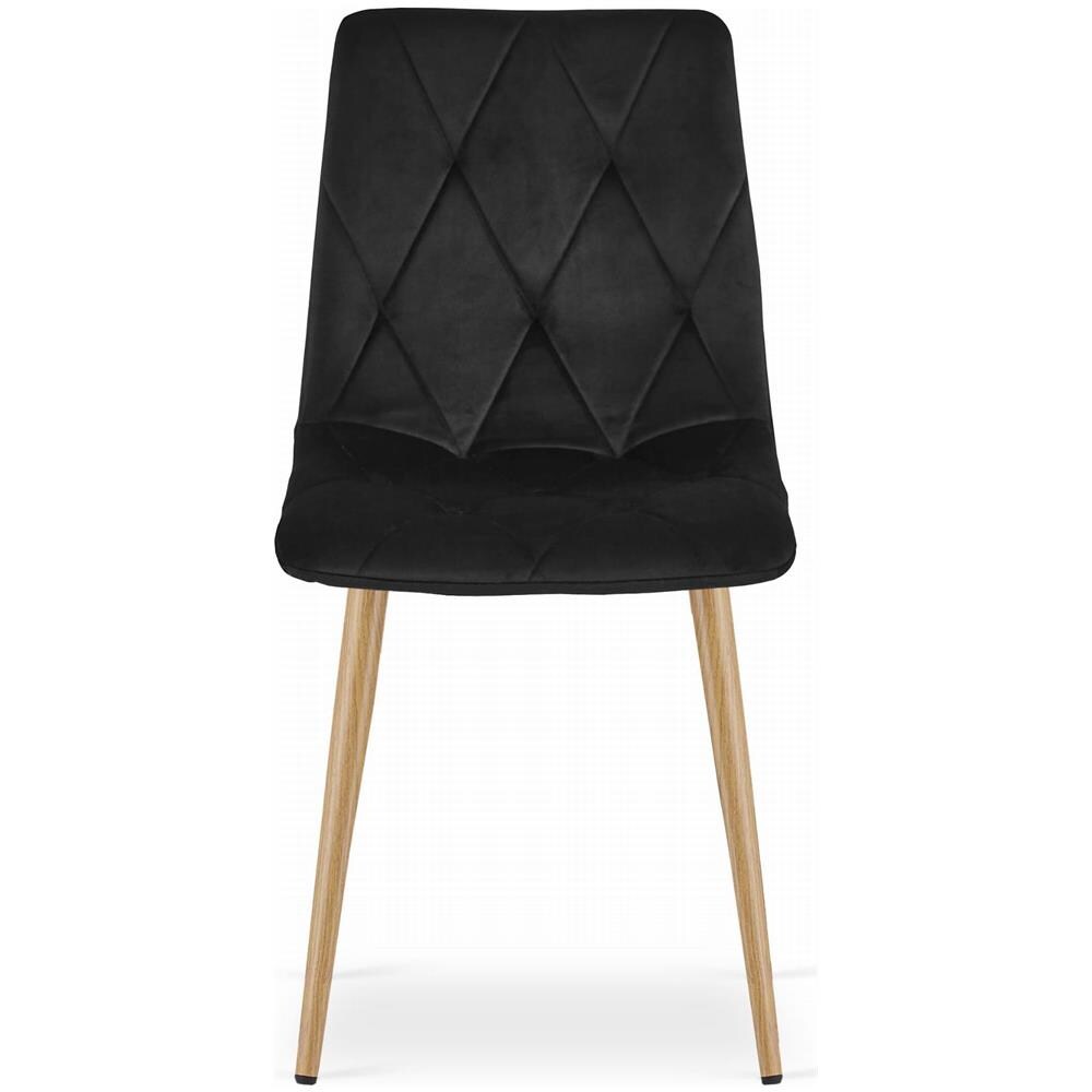 Sedia TYRA in velluto nero con gambe color legno - Foto 2