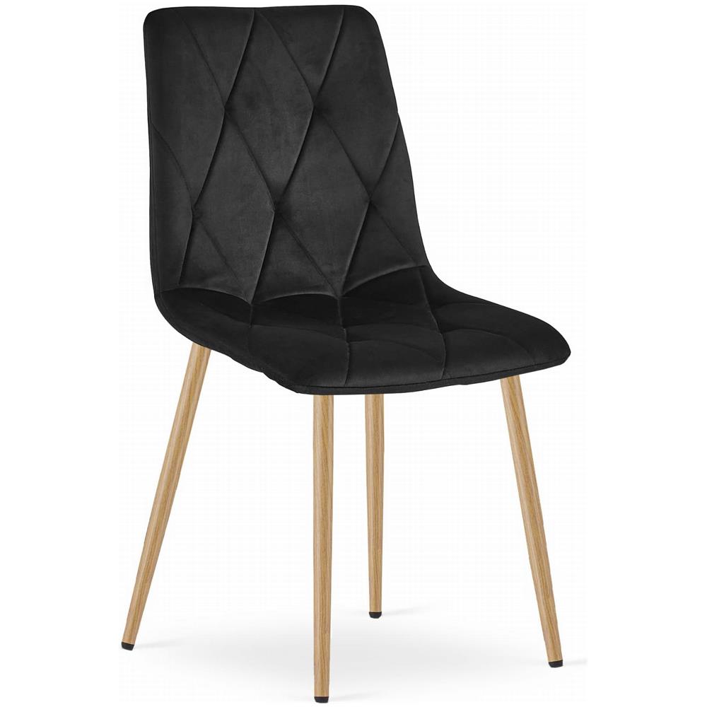 Sedia TYRA in velluto nero con gambe color legno - Foto 1