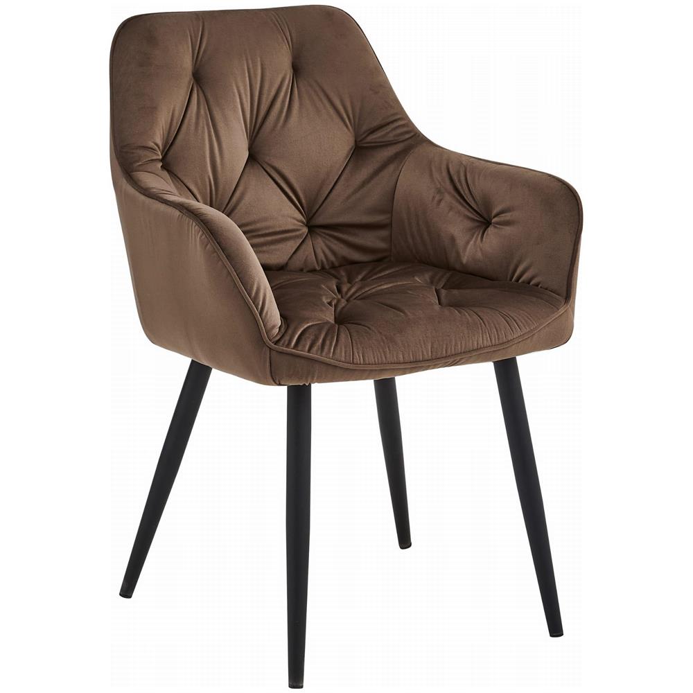 Sedia LUKK - Elegante velluto marrone per soggiorno, cucina, sala da pranzo - Foto 1
