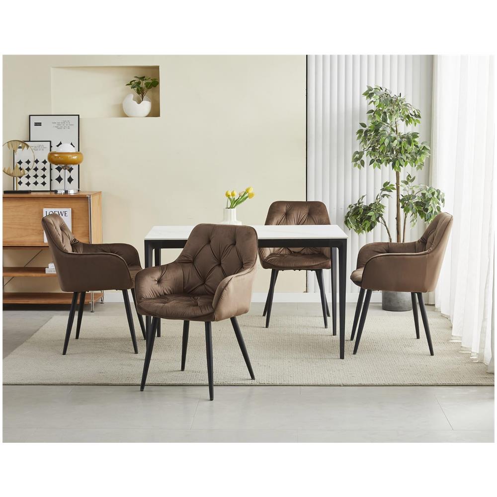 Sedia LUKK - Elegante velluto marrone per soggiorno, cucina, sala da pranzo - Foto 8