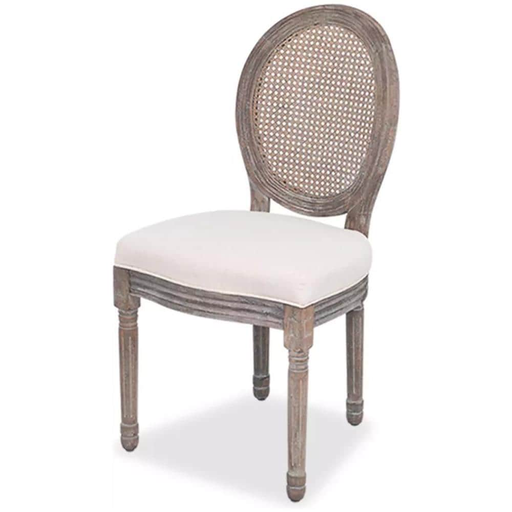 Sedie per Sala da Pranzo 4 pz in Tela e Rattan - Foto 2