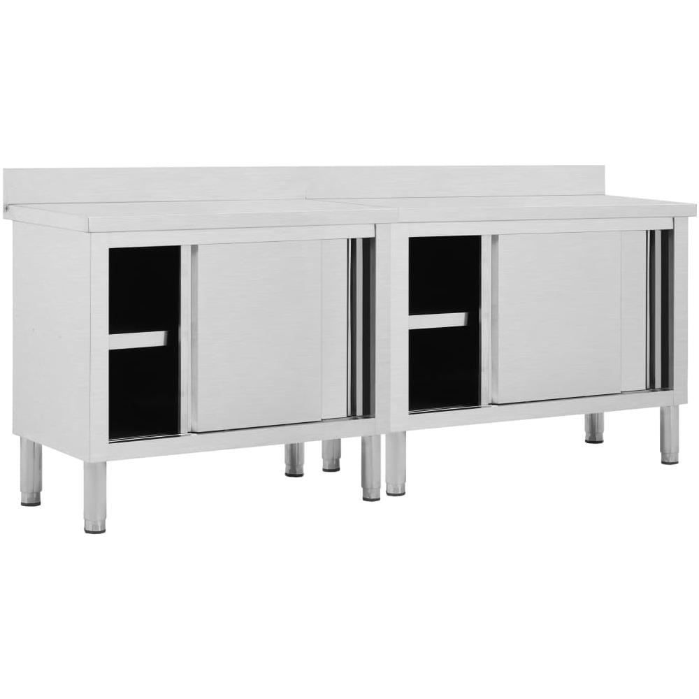 Tavoli da Lavoro Ante Scorrevoli 2 pz 200x50x (95-97) cm Acciaio - Foto 3