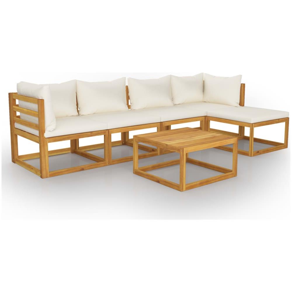 Set Divani Da Giardino 6 Pz Con Cuscini Crema Massello Acacia - Foto 1