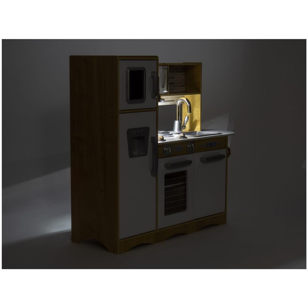 , Cucina Giocattolo Per Bambini Con Sistema Flash Led, Giocattoli Per Bambini In Legno, Accessori Da Cucina Per Giochi Di Ruolo Inclusa Cucina Per Giochi Di Ruolo Per Bambini, Set Da Gioco Per Piccoli Chef, Legno Naturale / Grigio - Foto 2