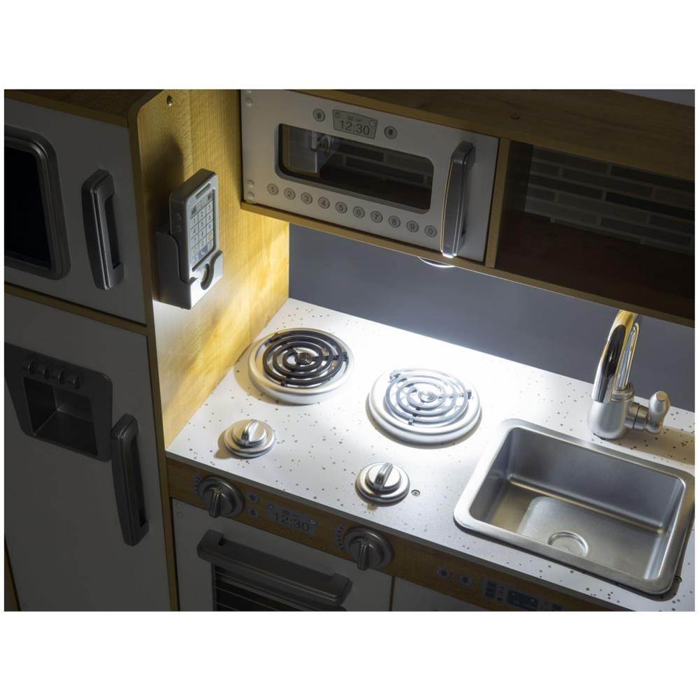 , Cucina Giocattolo Per Bambini Con Sistema Flash Led, Giocattoli Per Bambini In Legno, Accessori Da Cucina Per Giochi Di Ruolo Inclusa Cucina Per Giochi Di Ruolo Per Bambini, Set Da Gioco Per Piccoli Chef, Legno Naturale / Grigio - Foto 7