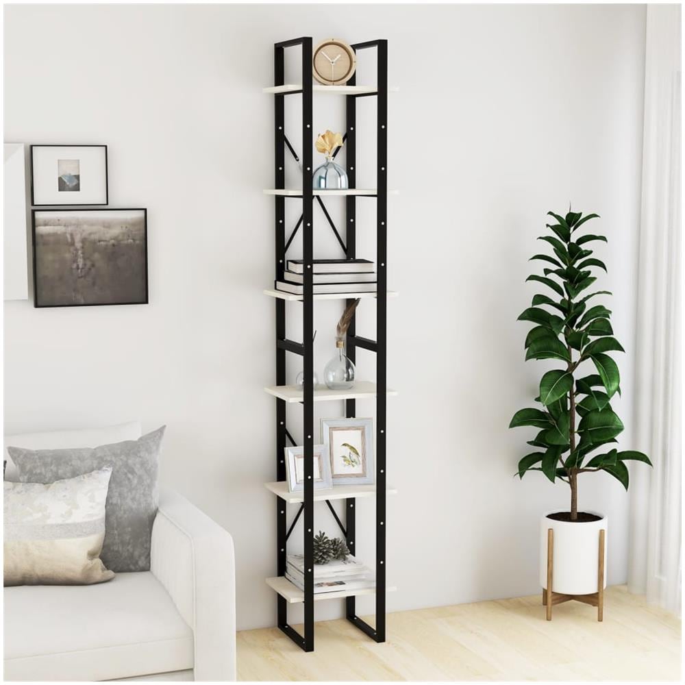 Scaffale Alto Bianco 40x30x210 Cm In Legno Massello Di Pino - Foto 1