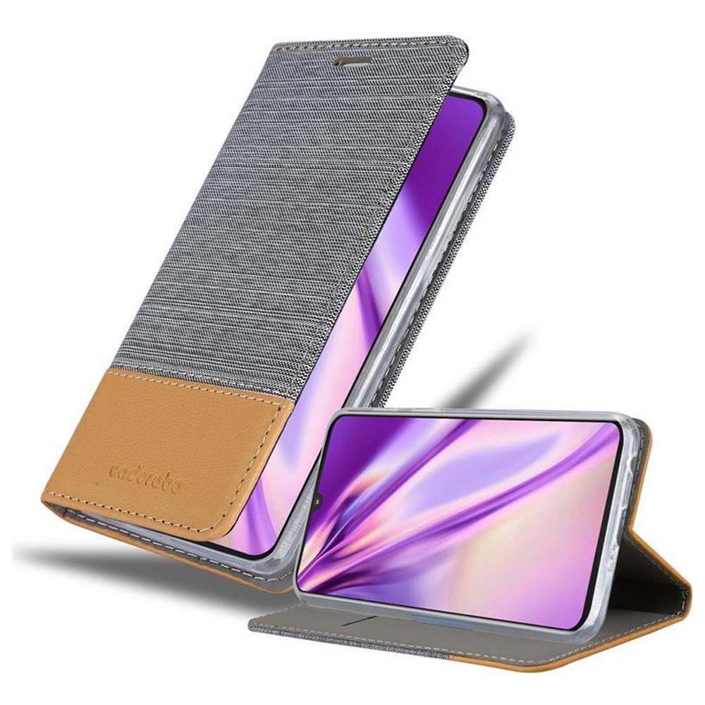 Custodia Compatibile Con Motorola Moto Z4 In Grigio Chiaro Marrone - Coperchio Protettiva Con Chiusura Magnetica, Funzione Stand E Tasca Per Le Carte - Foto 1