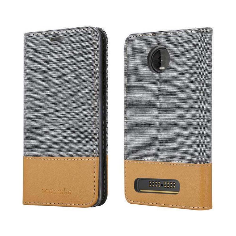 Custodia Compatibile Con Motorola Moto Z4 In Grigio Chiaro Marrone - Coperchio Protettiva Con Chiusura Magnetica, Funzione Stand E Tasca Per Le Carte - Foto 8