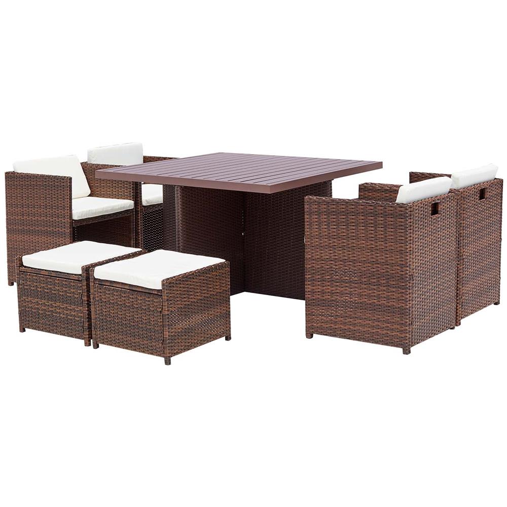 Salotto Da Giardino A Incasso 8 Posti Resina Intrecciata Castagna/bianco Sunset - Foto 1