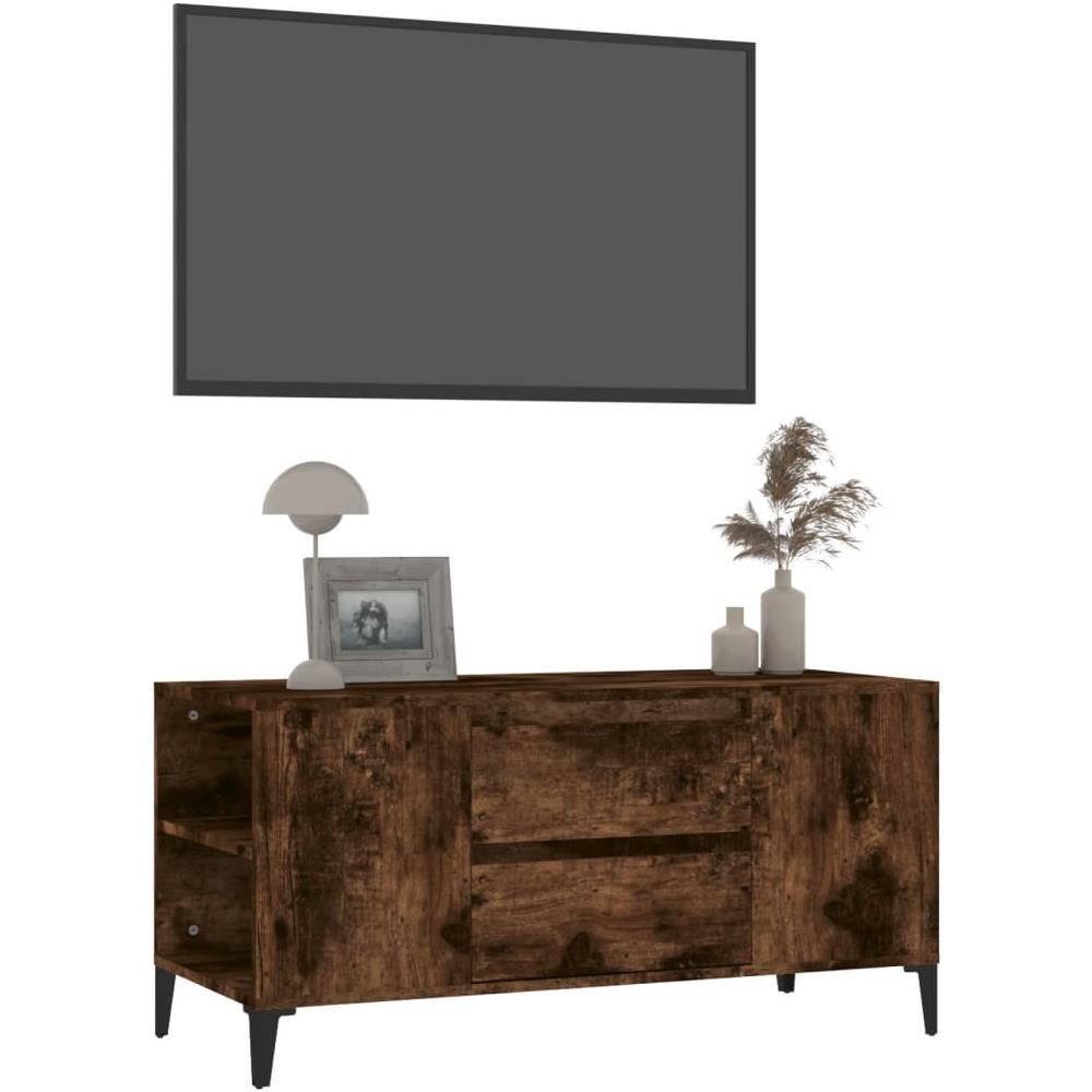 Mobile Porta Tv Rovere Fumo 102x44,5x50 Cm In Legno Multistrato - Foto 2