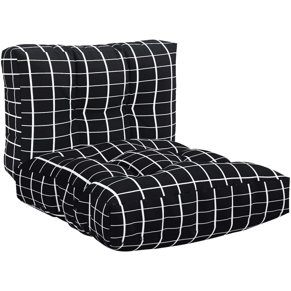 Cuscini Per Divani In Pallet 2 Pz Neri Motivo A Quadri Tessuto - Foto 2