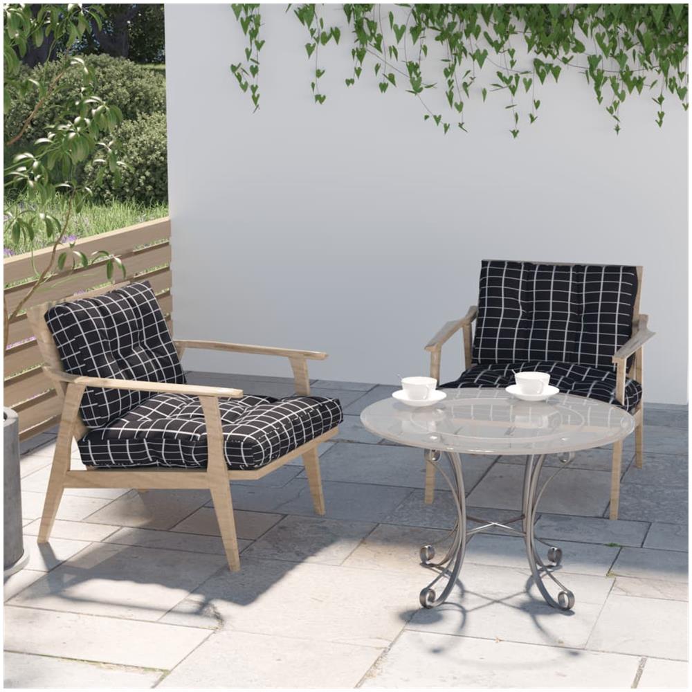 Cuscini Per Divani In Pallet 2 Pz Neri Motivo A Quadri Tessuto - Foto 1