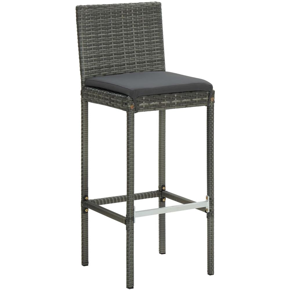 Sgabelli Da Bar Con Cuscini 6 Pz In Polyrattan Grigio - Foto 2