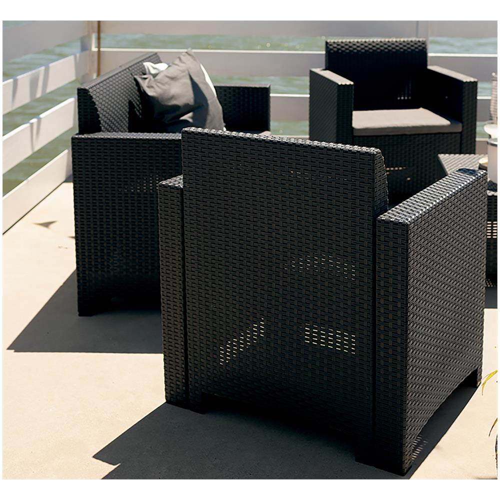 Set Salotto Da Esterno Venere, Set Da Giardino Con Cuscini, Salottino Indoor E Outdoor Effetto Rattan, 100% Made In Italy, Antracite - Foto 4