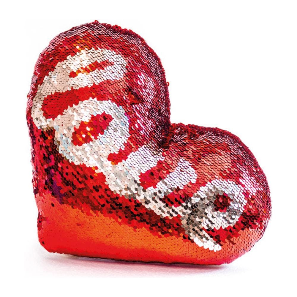 Set 2 Cuscino Arredo Forma Cuore Decorativo Imbottito Pajettes Scritta Love - Foto 2