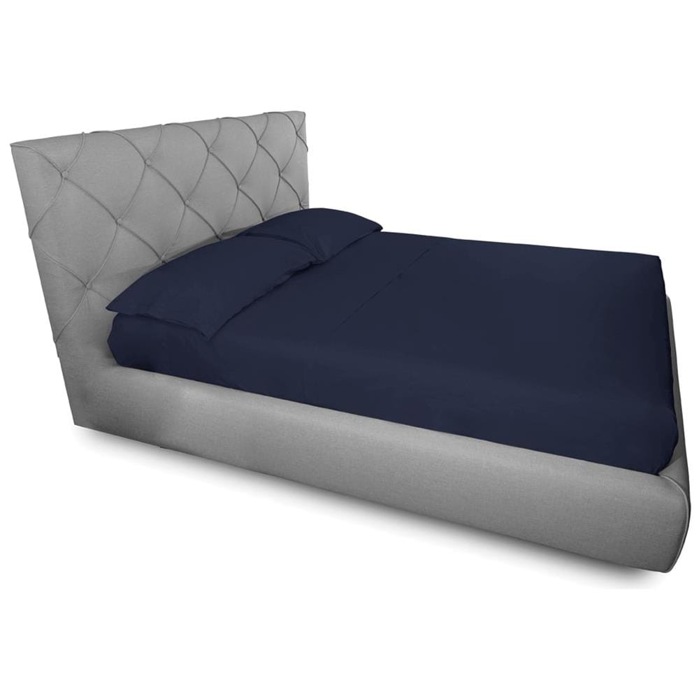 Completo Lenzuola Made In Italy In Puro Cotone Tinta Unita Varie Colorazioni Matrimoniale Blu Notte - Foto 1