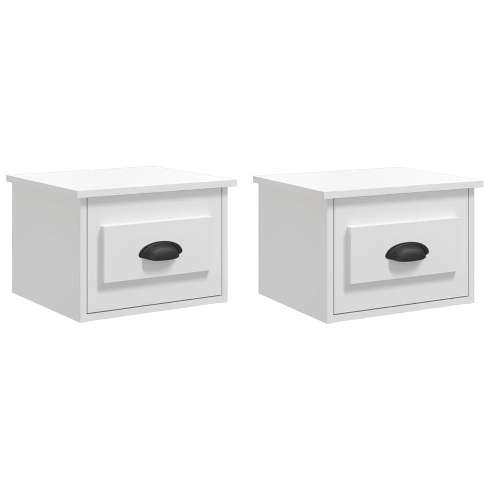 Comodini A Parete 2 Pz Bianco Lucido 41,5x36x28 Cm - Foto 1