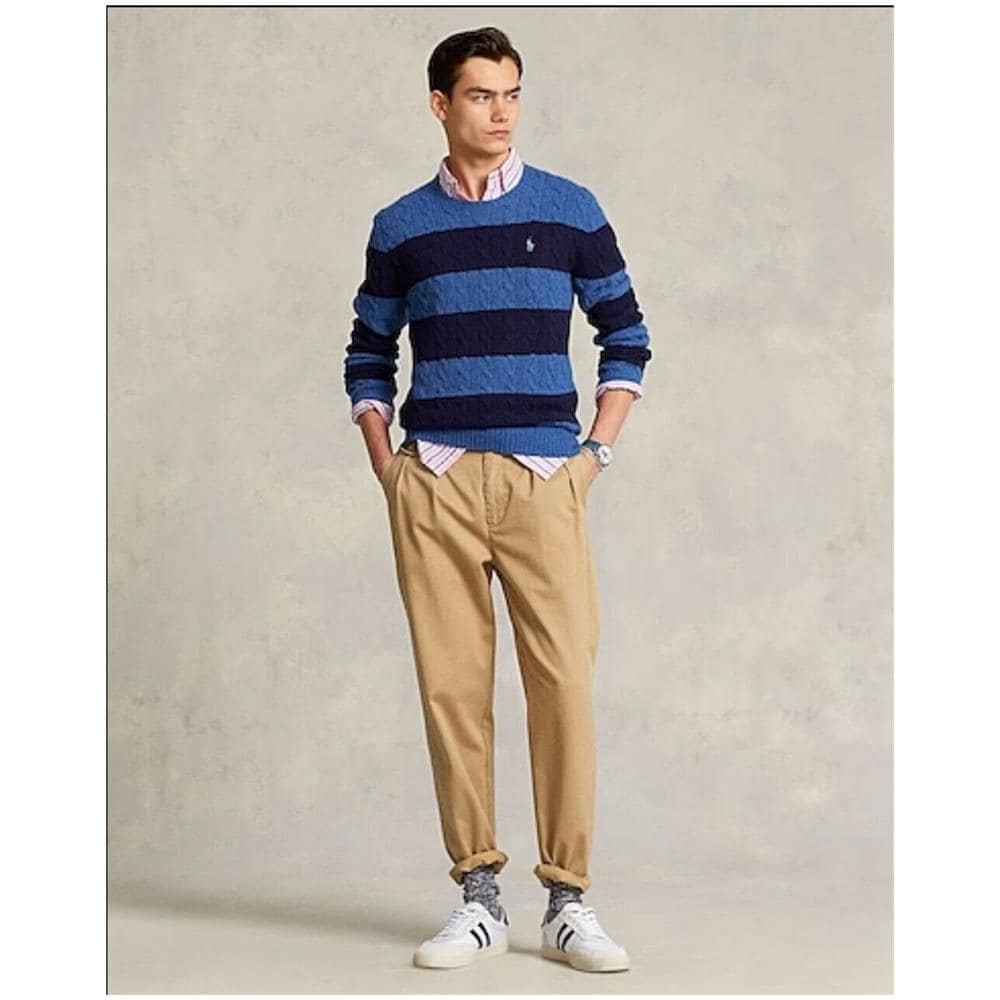 Pullover Ralph Lauren Uomo Trecce Motivo A Righe Tg Xl - Foto 2