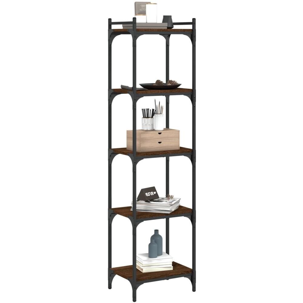 Libreria 5 Ripiani Rovere Marrone 40x30x154cm Legno Multistrato - Foto 3