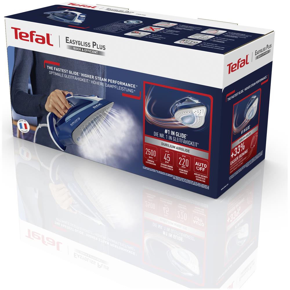 Ferro da Stiro a Secco e a Vapore EasyGliss Plus FV5735 Piastra Durilium Potenza 2500 W Blu / Bianco - Foto 1